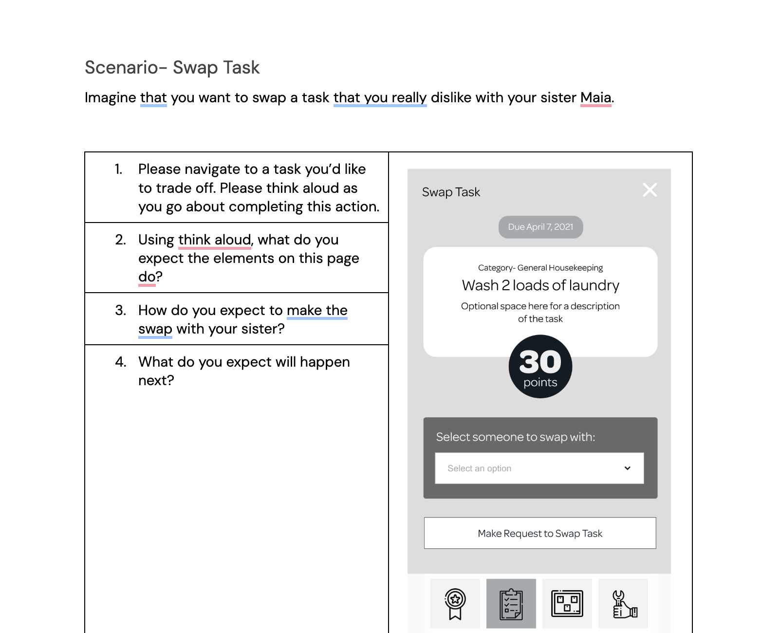Usability study script